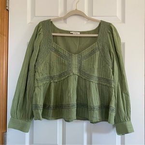 American Eagle green baby doll top